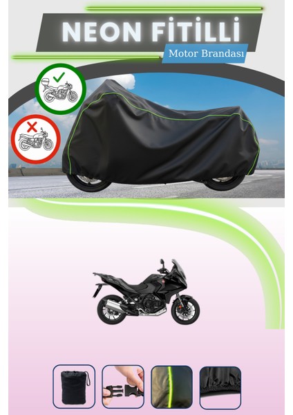 Siyah Arka Çanta Uyumlu Neon Fitilli Honda Nt 1100 Dct Uyumlu Motor Brandası