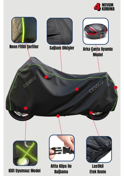 Siyah Arka Çanta Uyumlu Neon Fitilli Honda Nt 1100 Dct Uyumlu Motor Brandası fiyatları