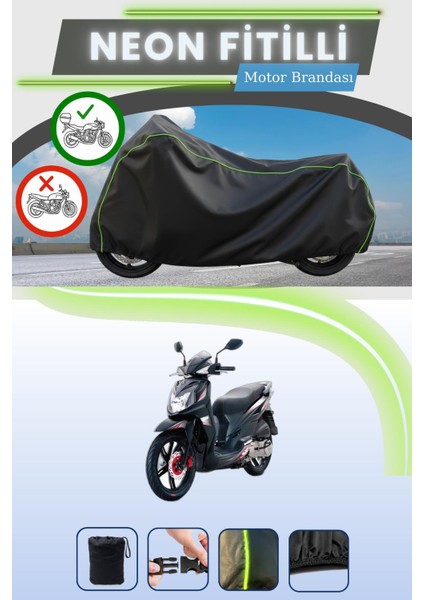 Siyah Arka Çanta Uyumlu Neon Fitilli Sym Symphony Sr 125 Uyumlu Motor Brandası