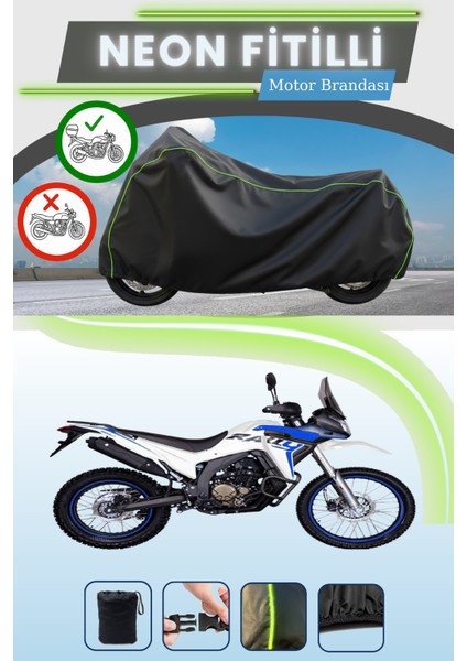 Siyah Arka Çanta Uyumlu Neon Fitilli Voge 300 Rally Uyumlu Motor Brandası