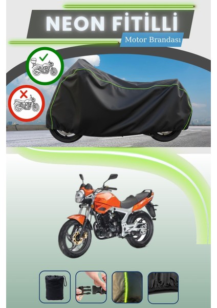 Siyah Arka Çanta Uyumlu Neon Fitilli Kanuni Gt 170 Uyumlu Motor Brandası
