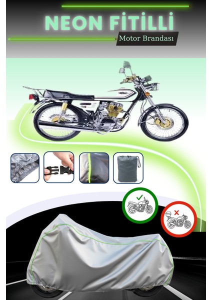 Gri Neon Fitilli Falcon Leopar 222 Uyumlu Motosiklet Brandası