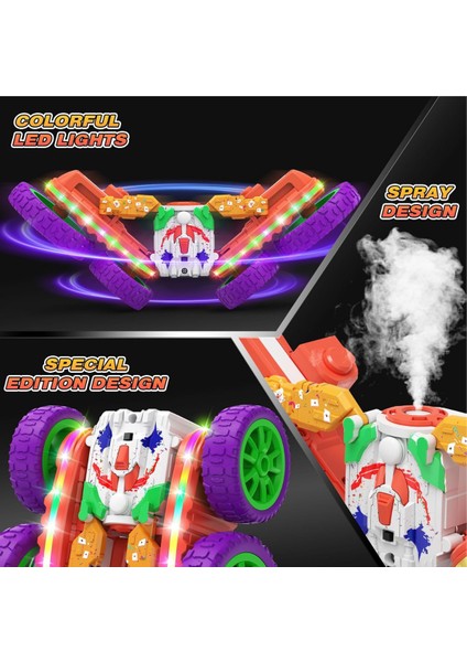Uzaktan Kumandalı Araba Buhar Atan Şarjlı 2.4ghz Akrobat Rc 360° Dönen 4x4 Ledli fırsatları
