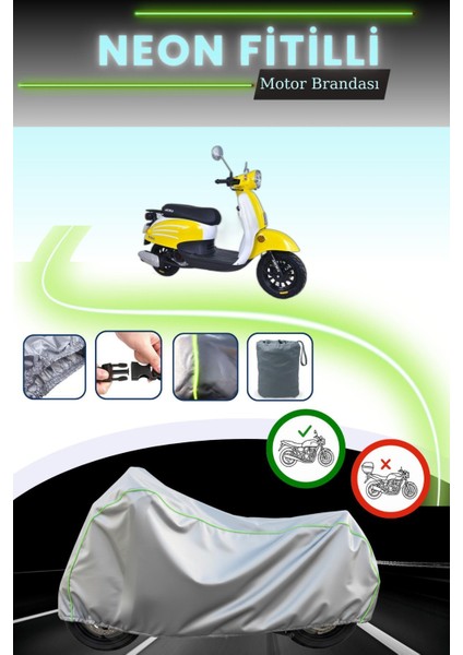 Gri Neon Fitilli Arora Dazzle 125 Uyumlu Motosiklet Brandası