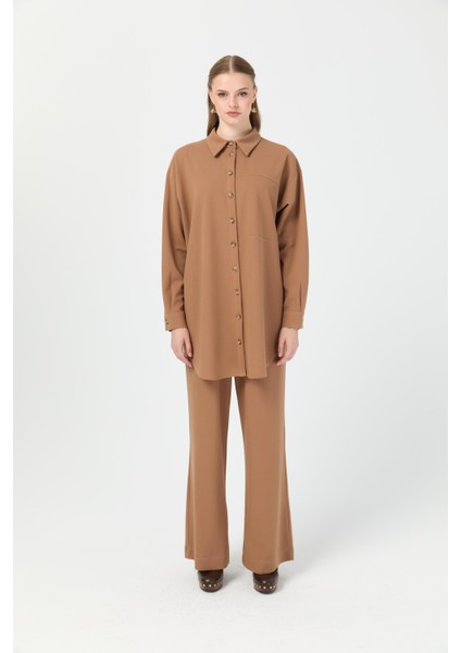 Relaxed Fit Pantolonlu Takım Vizon