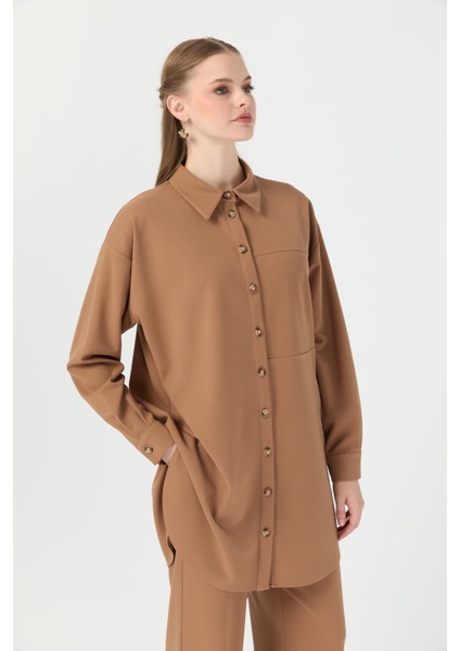 Relaxed Fit Pantolonlu Takım Vizon fırsatları