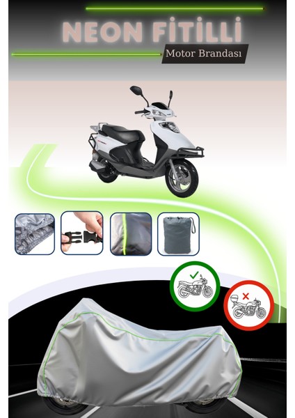 Gri Neon Fitilli Kuba Xf 110 Uyumlu Motosiklet Brandası