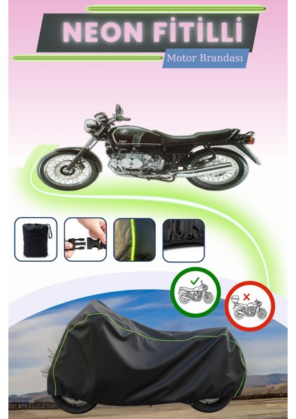 Siyah Neon Fitilli Bmw R 100 R Uyumlu Motor Brandası