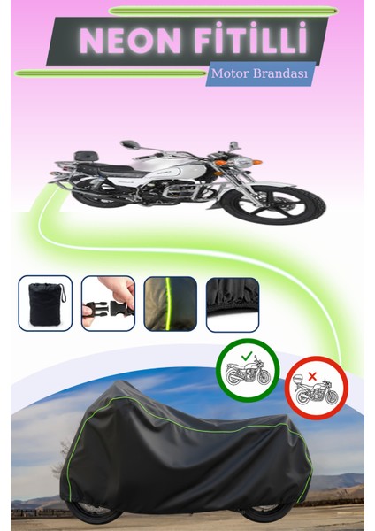 Siyah Neon Fitilli Arora Ks 200 Uyumlu Motor Brandası
