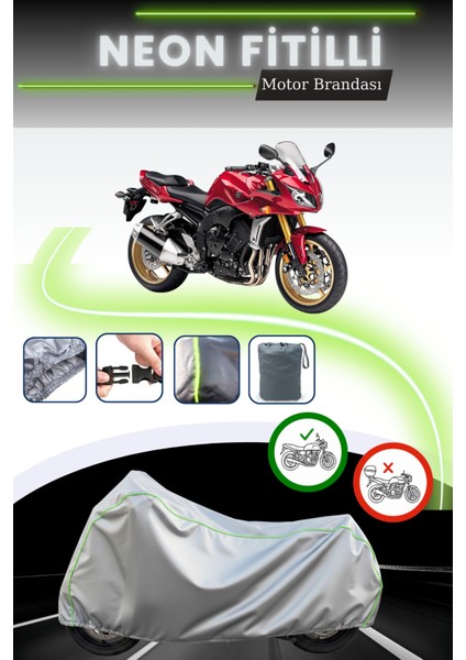Gri Neon Fitilli Yamaha Fz 1 Uyumlu Motosiklet Brandası
