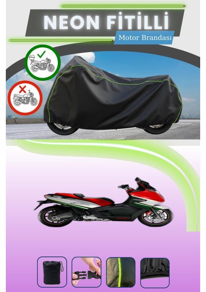 Siyah Arka Çanta Uyumlu Neon Fitilli Gilera Gp 800 Uyumlu Motor Brandası
