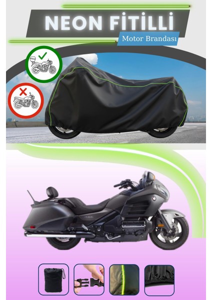 Siyah Arka Çanta Uyumlu Neon Fitilli Honda Goldwing F6B Uyumlu Motor Brandası