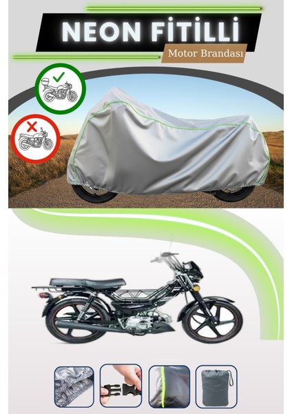 Gri Arka Çanta Uyumlu Neon Fitilli Falcon Flash 100 Uyumlu Motosiklet Brandası