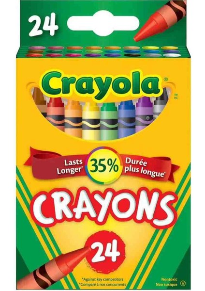 24 Colorful Crayons-Amerikan-Nontoxic-24 Renk Mum Boya Seti