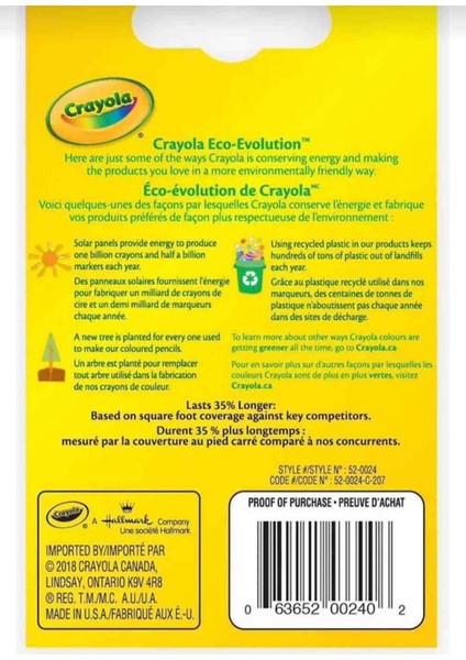 24 Colorful Crayons-Amerikan-Nontoxic-24 Renk Mum Boya Seti modelleri