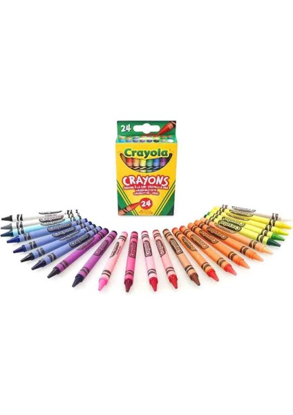 24 Colorful Crayons-Amerikan-Nontoxic-24 Renk Mum Boya Seti fırsatları