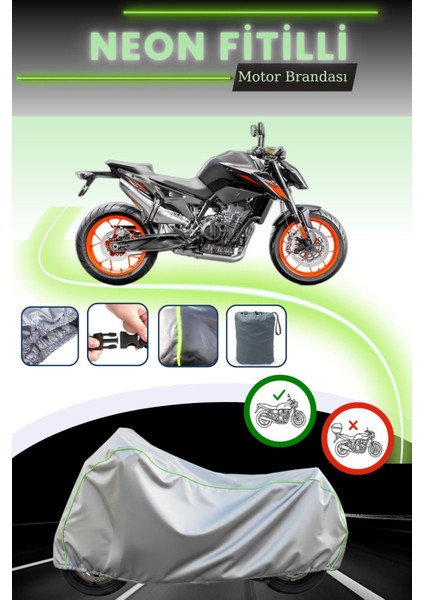 Gri Neon Fitilli Ktm 790 Duke Uyumlu Motosiklet Brandası
