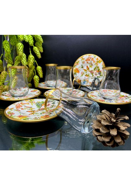 Dekalli Kulpsuz Çay Seti