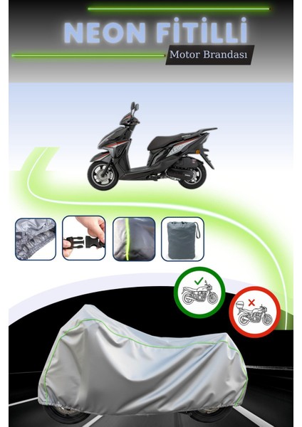 Gri Neon Fitilli Mondial 125 Elegante Uyumlu Motosiklet Brandası