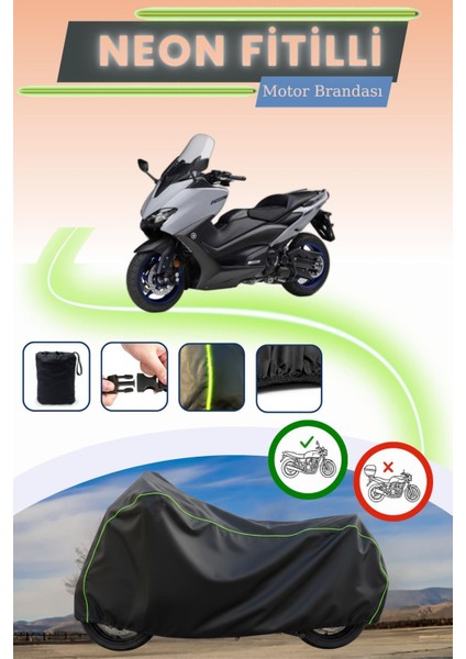 Siyah Neon Fitilli Yamaha Tmax 560 Uyumlu Motor Brandası
