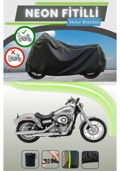 Siyah Arka Çanta Uyumlu Neon Fitilli Harley Davidson Dyna Super Glide Custom Fxdcı Motor Brandası