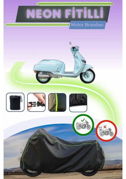 Siyah Neon Fitilli Yuki Mojito 50 Uyumlu Motor Brandası