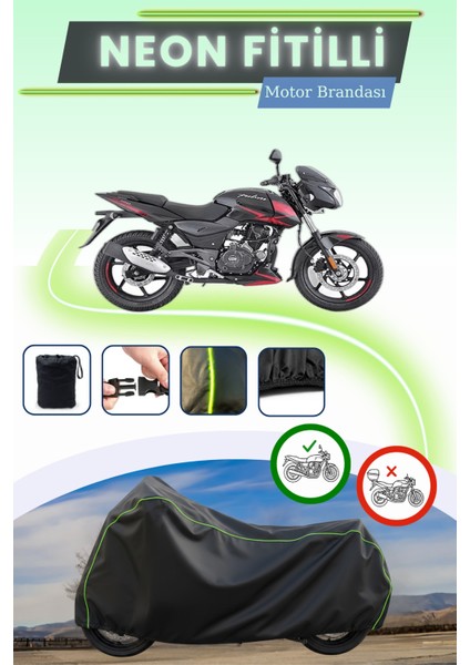 Siyah Neon Fitilli Bajaj Pulsar 180 Uyumlu Motor Brandası