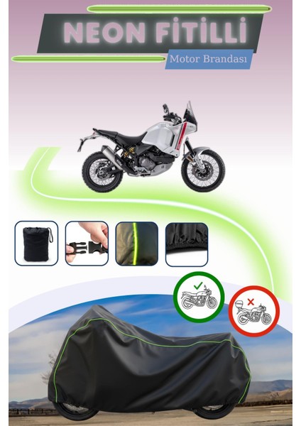Siyah Neon Fitilli Ducati Desertx Uyumlu Motor Brandası