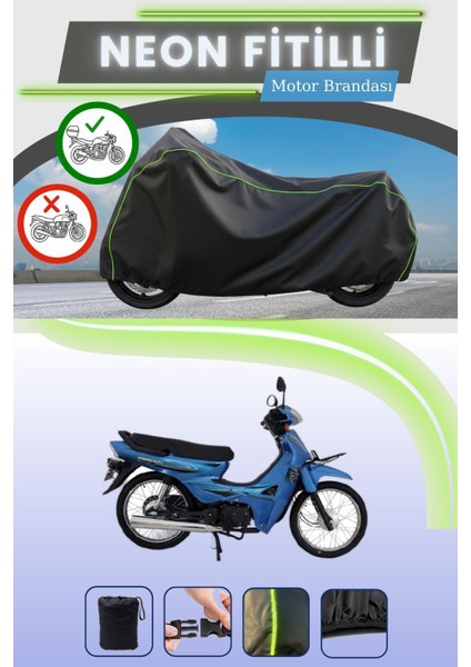 Siyah Arka Çanta Uyumlu Neon Fitilli Mondial 100 Sfc Basic x Uyumlu Motor Brandası