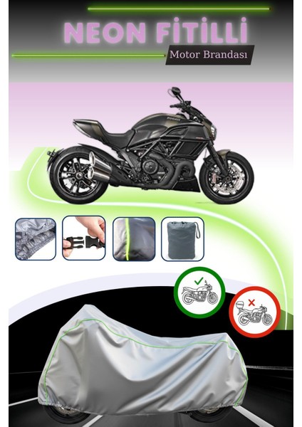 Gri Neon Fitilli Ducati Diavel Dark Uyumlu Motosiklet Brandası