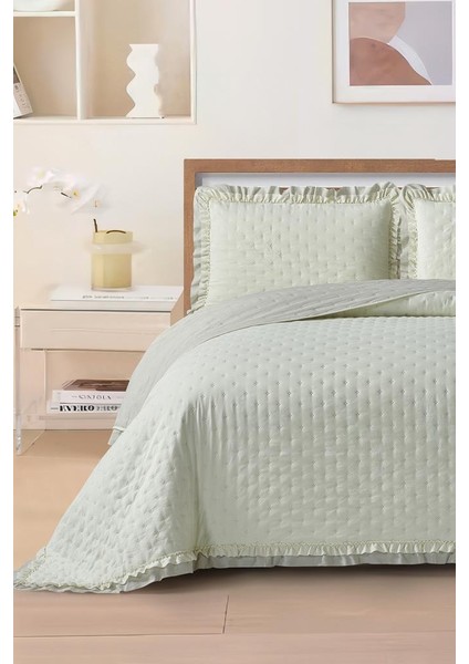 Lisbon Elyaf Dolgulu Çift Kişilik 240X260 cm Yatak Örtüsü Krem