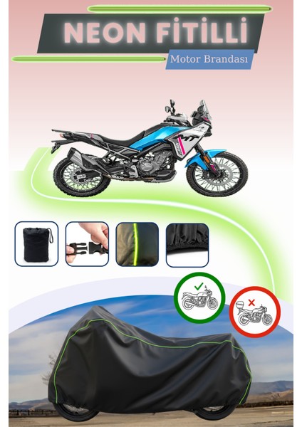 Siyah Neon Fitilli Cfmoto 450MT Uyumlu Motor Brandası