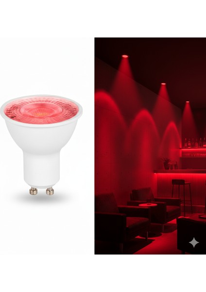 KES049R GU10 LED Spot Ampul 7W Kırmızı Işık (Dekoratif & Ambiyans Aydınlatma)