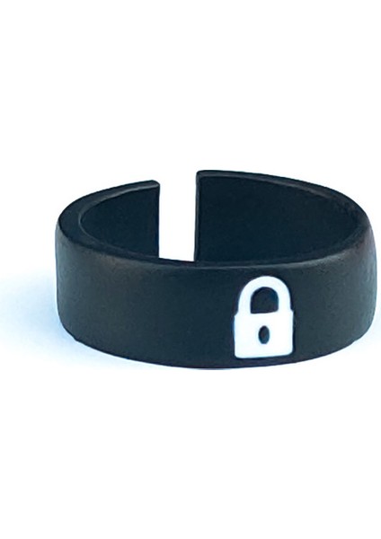 Anahtar ve Kilit Çift Alyans 2'li Set Siyah Ayarlanabilir Yüzük fiyatları