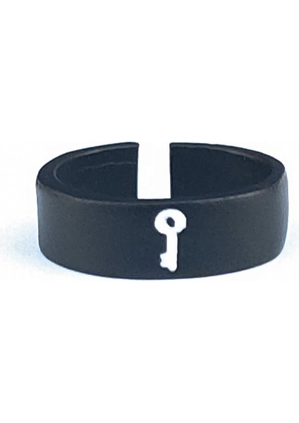 Anahtar ve Kilit Çift Alyans 2'li Set Siyah Ayarlanabilir Yüzük modelleri