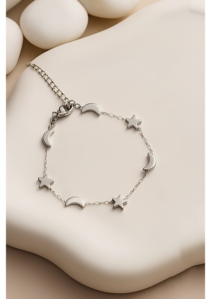 Kararmaz Paslanmaz Hilal Yıldız Figürlü Kadın Çelik Kolye Bileklik Set indirimleri