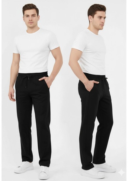 SMURF33 Siyah Düz Paça Erkek Eşofman Altı Rahat Kesim indirimleri
