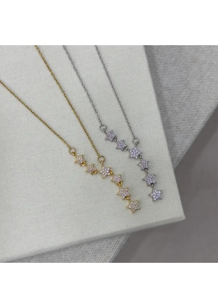 Kayan Yıldız Y Kolye Kararmaz Gold Kadın Zirkon Taşlı Çelik Kolye indirimleri