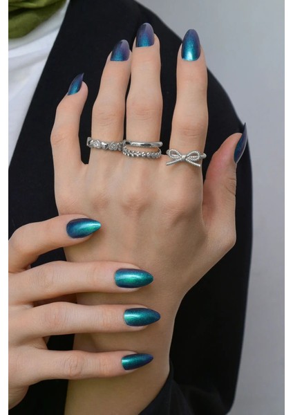 4'lü Gümüş Yüzük Zirkon Taşlı Fiyonk Sezar Kalp ve Alyans Model Gümüş Yüzük Set