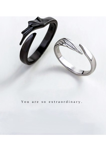 Angel And Devil Ejderha Kanadı Ayarlanabilir Çift Arkadaşlık Sevgili Yüzük fiyatları