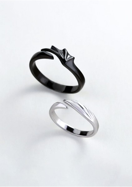 Angel And Devil Ejderha Kanadı Ayarlanabilir Çift Arkadaşlık Sevgili Yüzük modelleri