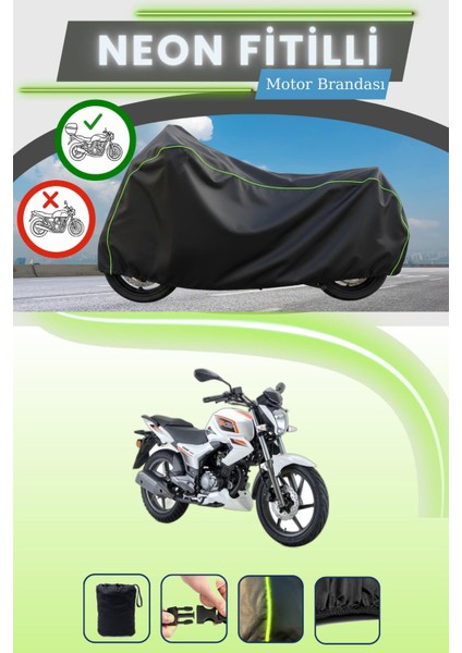 Siyah Arka Çanta Uyumlu Neon Fitilli Rks Titanic 150-S Uyumlu Motor Brandası