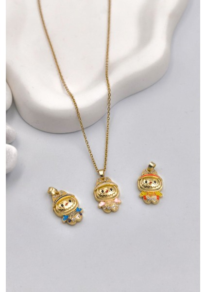 Labubu Bebek Kolye Kararmaz Gold Kadın Çelik Kolye