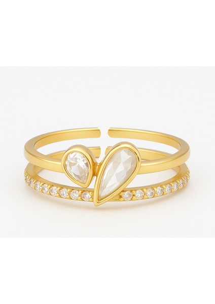 Zirkon Taşlı Kalp Altın Kaplama Ayarlanabilir Vip Yüzük fiyatları