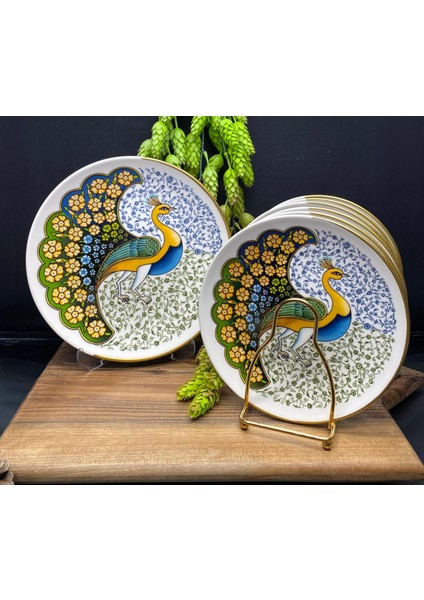 Pasta Seti Porselen 18 Parça Tavus Kusu Desenli modelleri