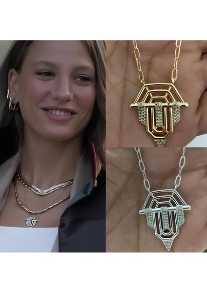 Gümüş Zirkon Taşlı Serenay Kolyesi Kararmaz Çelik Kolye modelleri