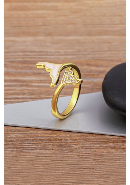 Zirkon Taşlı ve Detaylı Gold Balık Kuyruğu Altın Kaplama Ayarlanabilir Vip Yüzük fiyatları
