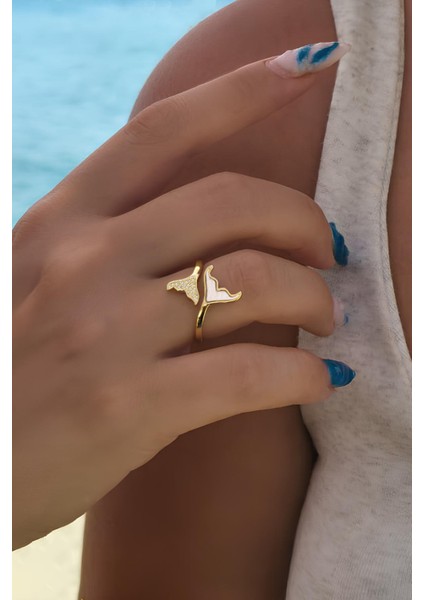 Zirkon Taşlı ve Detaylı Gold Balık Kuyruğu Altın Kaplama Ayarlanabilir Vip Yüzük fırsatları