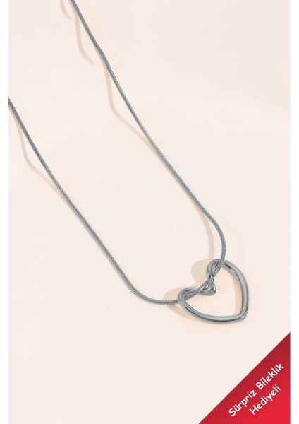 Kadın Paslanmaz Çelik Gümüş Italyan Zincir Kalp Kolye Düğüm Çelik Kolye fiyatları