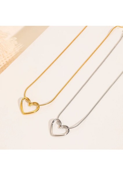 Kadın Paslanmaz Çelik Gold Italyan Zincir Kalp Kolye Düğüm Çelik Kolye fırsatları
